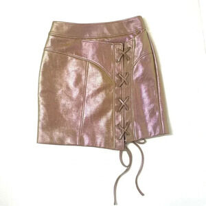 Nicholas Sofie Metallic Rose Wrap Style Lace Up Mini Skirt Size 4